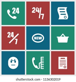 Customer icon. collection of 9 customer filled icons such as 24 hours support, new, bill of house sell, bill of house, phone. editable customer icons for web and mobile.