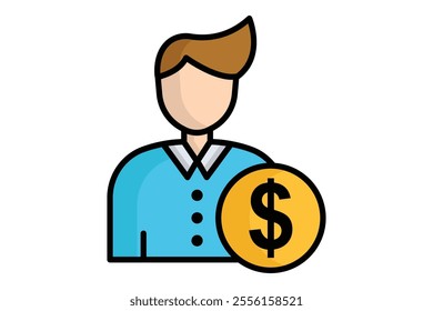 Customer icon. colored outline icon style. people with dollar. icon related to procurement. procurement management elements vector illustration