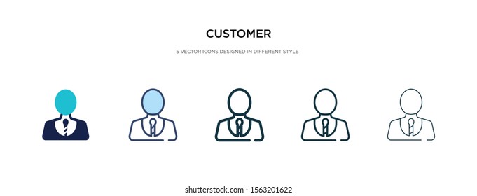 customer icon in different style vector illustration. two colored and black customer vector icons designed in filled, outline, line and stroke style can be used for web, mobile, ui