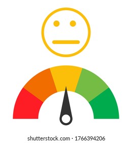 Customer icon emotions satisfaction meter with different symbol on white background