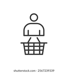 Customer, icon in line design. Customer, client, buyer, consumer, user, shopper, patron on white background vector. Customer editable stroke icon