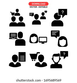 icono del cliente o logotipo símbolo de signo aislado ilustración vectorial - Colección de iconos vectoriales de estilo negro de alta calidad
