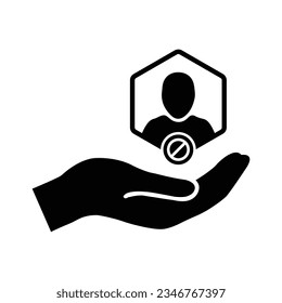 Customer icon with not allowed sign. Customer icon and block, forbidden, prohibit symbol. Vector icon
