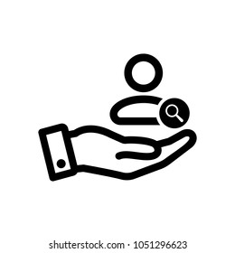 Customer icon with research sign. Customer icon and explore, find, inspect symbol. Vector icon