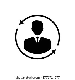 Icono de cliente. Retención del cliente, Icono de glifo del vector del cliente devuelto.