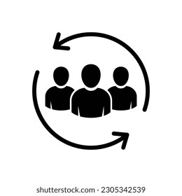 Customer icon. Customer Retention, Returning Clients Vector Glyph Icon. Human resource management. Return sign. Managed care. Customer relationship management. Employee Practice. CRM