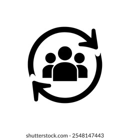 Customer icon. Customer Retention, Returning Clients Vector Glyph Icon, Solid Style. Return sign. Managed care. Customer relationship. Practice management