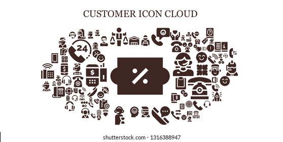 customer icon set. 93 filled customer icons.  Simple modern icons about  - Discount, Supermarket, Call center, Value, Delivery man, Phone call, Telephone, Happiness, Operator