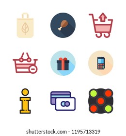 customer icon set. vector set about supermarket, supermarket gift, atm and shopping cart icons set.