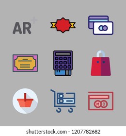 customer icon set. vector set about augmented reality, quality, trolley and mastercard icons set.