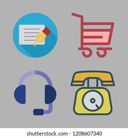 customer icon set. vector set about telephone, card, shopping cart and headset icons set.