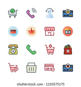 customer icon set. vector set about store, debit card, telemarketer and shopping basket icons set.