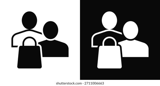 Cliente Icon Set Blanco Y Negro Estilo De Fondo