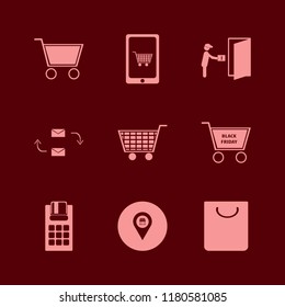 customer icon. customer vector icons set mobile shopping, courier gives parcel, store location and response letter