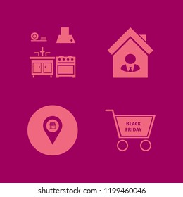 customer icon. customer vector icons set shopping cart, house seller, store location and kitchen