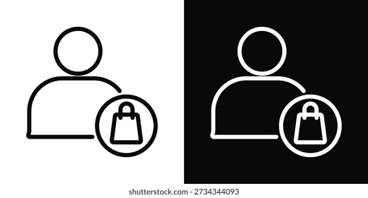 Customer Icon White And Black Background Style