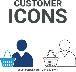 Customer icons, Line art icons Included Basket, Shopping list, Shopping cart, Ticket, Gift voucher, Shopping basket, Coupon, Cards, Online shop, Card icons
