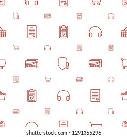 customer icons pattern seamless white background. Included editable outline clipboard, support, shopping cart, bill of house, card, headset icons. customer icons for web and mobile.