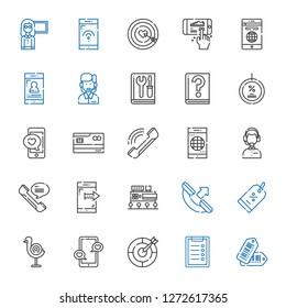 customer icons set. Collection of customer with tags, clipboard, dart board, smartphone, discount, phone call, mall, phone, customer service. Editable and scalable customer icons.