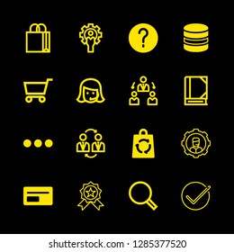 customer icons set with commercial credit card, info and shopping cart outline vector set