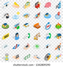 Customer icons set. Isometric style of 36 customer vector icons for web for any design