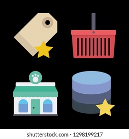 customer icons set with online store, pet shop and price tag vector set