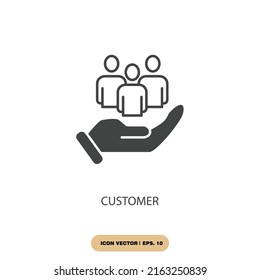 símbolos de iconos de cliente elementos vectores para web infográfica