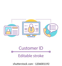 Customer ID concept icon. User profile page idea thin line illustration. Account. Authorization and verification. Vector isolated outline drawing. Editable stroke