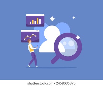 customer insight. analyze data or information about customer behavior, interests and mindsets. data analysis for decision making and improving business performance. illustration concept design