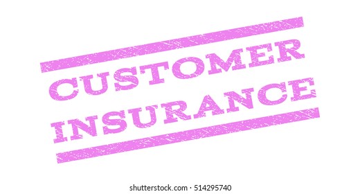 Customer Insurance watermark stamp. Text tag between parallel lines with grunge design style. Rubber seal stamp with dust texture. Vector violet color ink imprint on a white background.