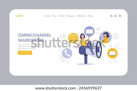 Customer Interaction in marketing web or landing page. Omnichannel Marketing. Integrating multiple platforms for a cohesive customer journey. Streamlined communication in the digital ecosystem.