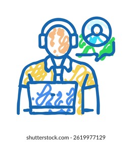 customer interaction social media doodle icon sketch vector. customer interaction social media sign. isolated symbol illustration