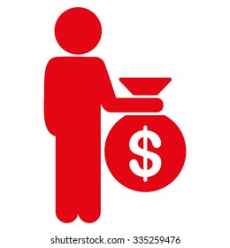 Customer Investor vector icon. Style is flat symbol, red color, rounded angles, white background.