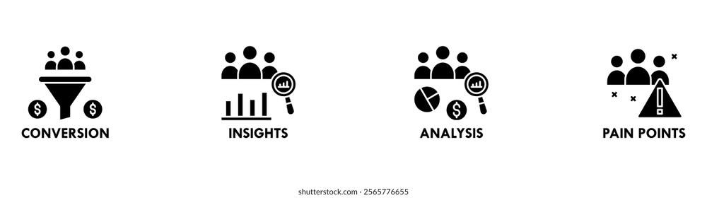 Customer Journey banner web icon vector illustration concept with icons of conversion, insights, analysis, and pain points