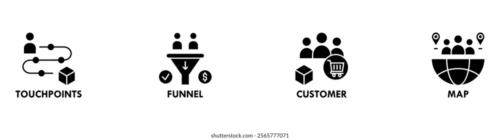 Customer Journey banner web icon vector illustration concept with icons of touchpoints, funnel, customer, and map