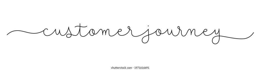 CUSTOMER JOURNEY black vector monoline calligraphy banner isolated on white background