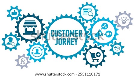 Customer journey concept banner web website icons vector illustration concept with icons of customer, advertisement, search, website, reviews, purchase, shop, on white background, solid icons,