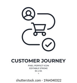 Customer Journey Concept Editable Stroke Outline Icon Isolated On White Background Flat Vector Illustration. Pixel Perfect. 64 X 64.