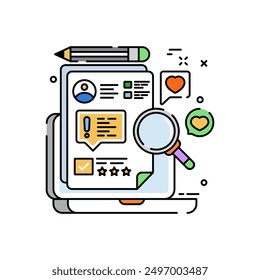 Customer Journey Filled Color Icon, Vector illustration