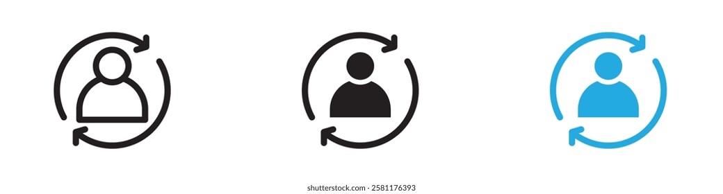 Customer Journey icon black white vector outline