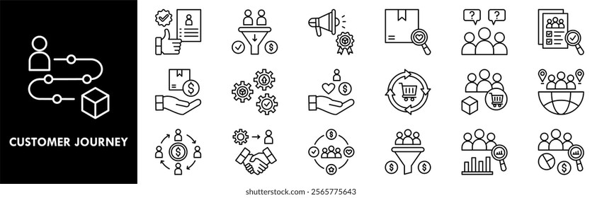 Customer Journey icon collection set. Containing design marketing, journey, customer, concept, business