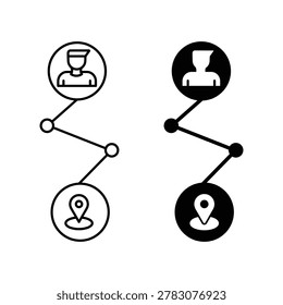 
Customer journey icon concept thine line and black silhouette  on white background.