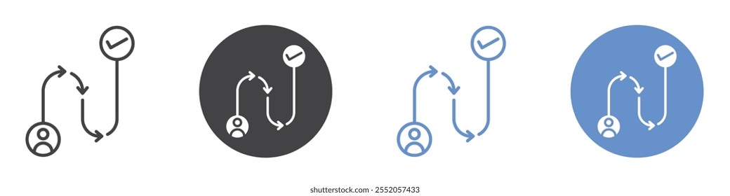 Symbol "Customer Journey", flache Linie, Symbolsatz.