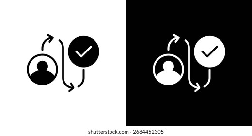 Icono del viaje del Cliente en estilo plano, símbolo negro lleno