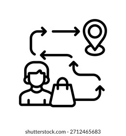 Ilustración vectorial de línea de icono de viaje de Cliente