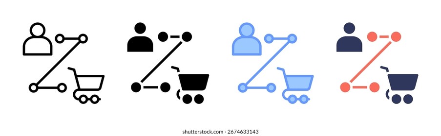Conjunto de iconos de viaje de Cliente Colección de estilos múltiples