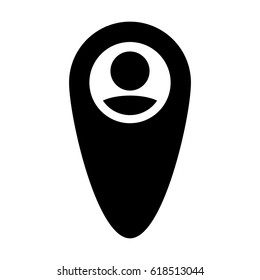 Customer Journey Icon - User Profile Vector Avatar With Map Location Marker Pin To Navigate Person In Glyph Pictogram illustration