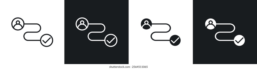 Customer Journey icons collection in black filled and line style.