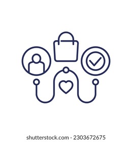 Customer journey line icon, vector