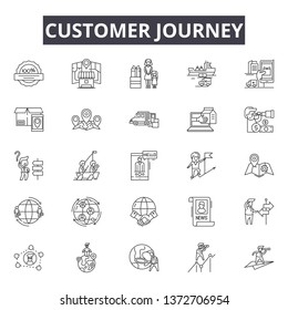 Customer journey line icons, signs, vector set, outline illustration concept 